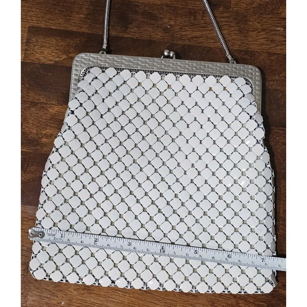 Vintage WHITING & DAVIS CO MESH ENAMEL Handbag ~ 7.5" Made In U.S.A Purse
